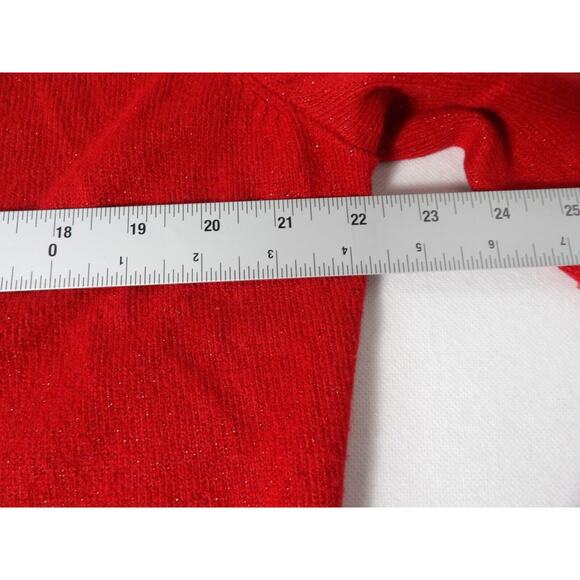 Vtg Jaclyn Smith XXL Sweater Cowl Neck Red Cable Knit Sparkly 90s Holiday Festiv - Picture 14 of 14